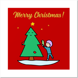 Merry Christmas - Sustainable Tree (Red) Posters and Art